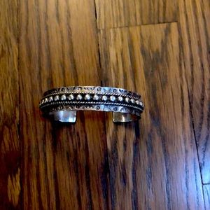 JP Ukestine Navajo stamped sterling bracelet